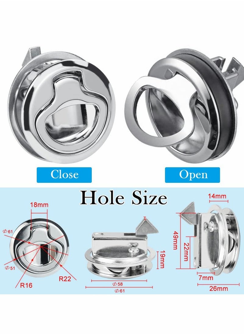 Pull Hatch Lock, 2Pcs Stainless Steel Furniture Locks, Recessed Furniture Handle, Metal Furniture Lock, Latching Drawers Furniture Lock Hatch Latch Lock for Cabinet Locker Marine Yacht Boat