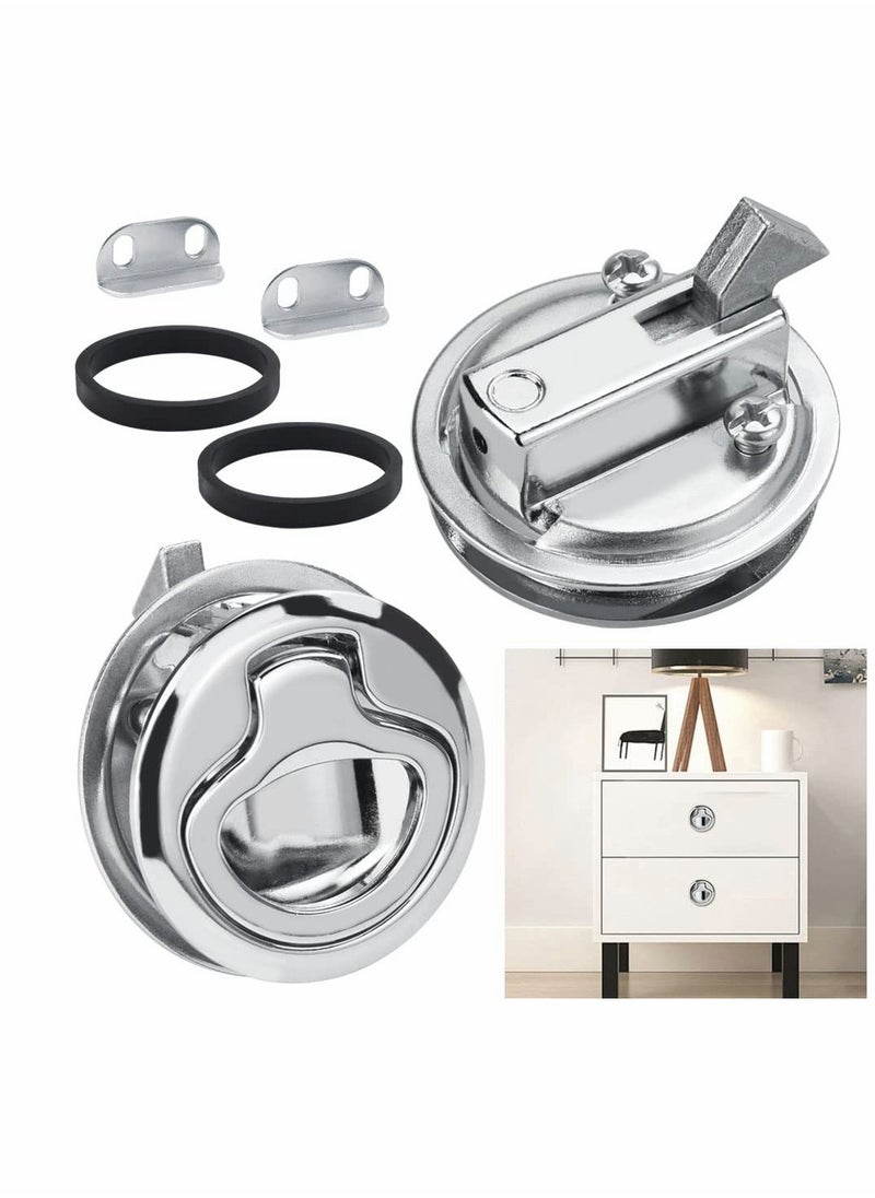 Pull Hatch Lock, 2Pcs Stainless Steel Furniture Locks, Recessed Furniture Handle, Metal Furniture Lock, Latching Drawers Furniture Lock Hatch Latch Lock for Cabinet Locker Marine Yacht Boat