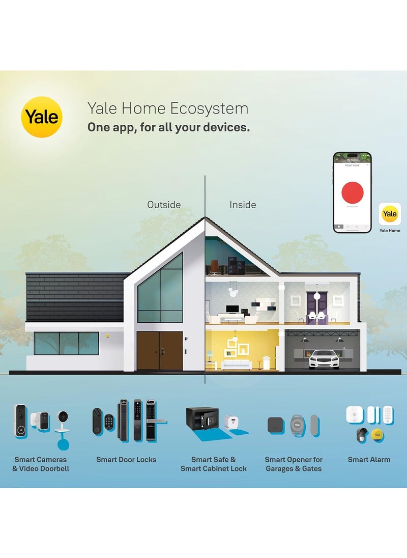 Yale Smart Lock YDM3109A, with Pin Code, RIFD Card and Mechanical Key for Keyless Home Entry. Auto Locking and Emergency Power Supply. Adjustable Handle Suitable for Right or Left Handed Doors.