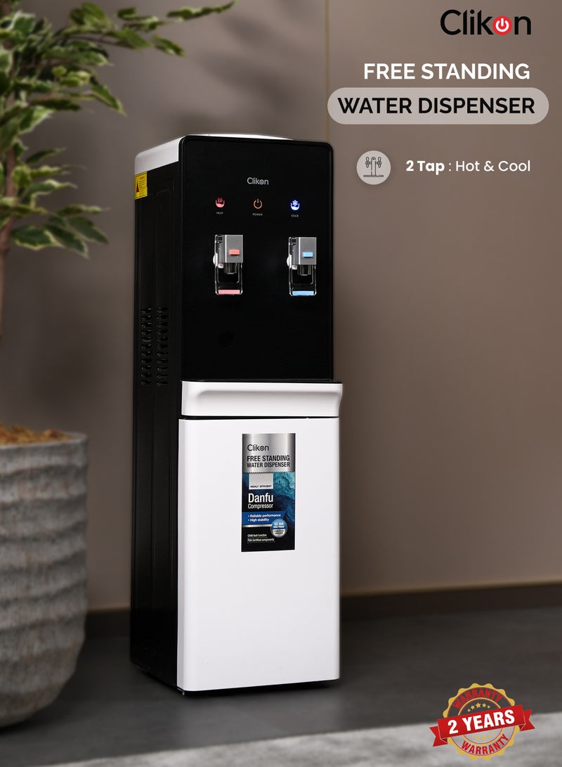 2-Tap Water Dispenser With High-Efficiency Danfu Compressor – Hot & Cold Water Dispenser,2 Years Warranty CK4063 Black/White