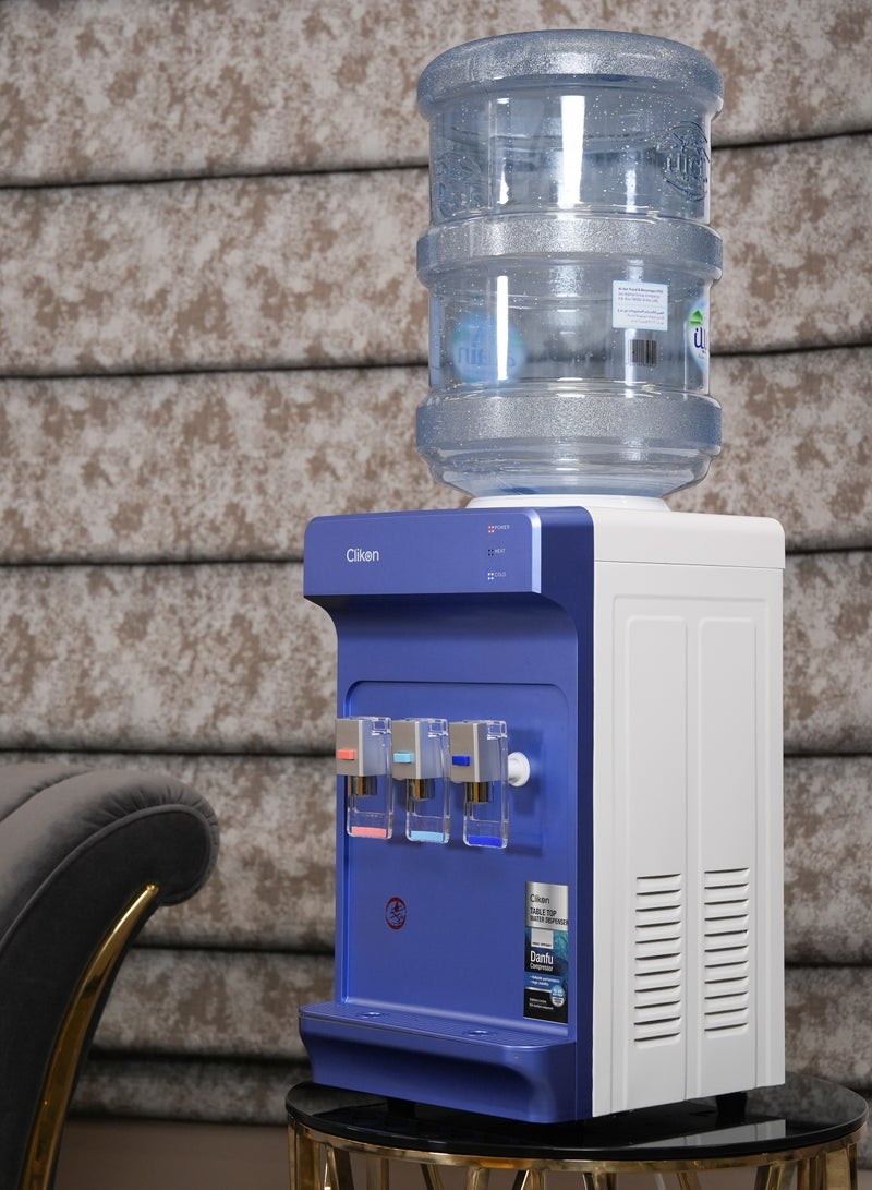 Tabletop Water Dispenser With 3 Taps & Danfu Compressor – Hot, Cold & Normal Water,2 Years Warranty CK4061 blue