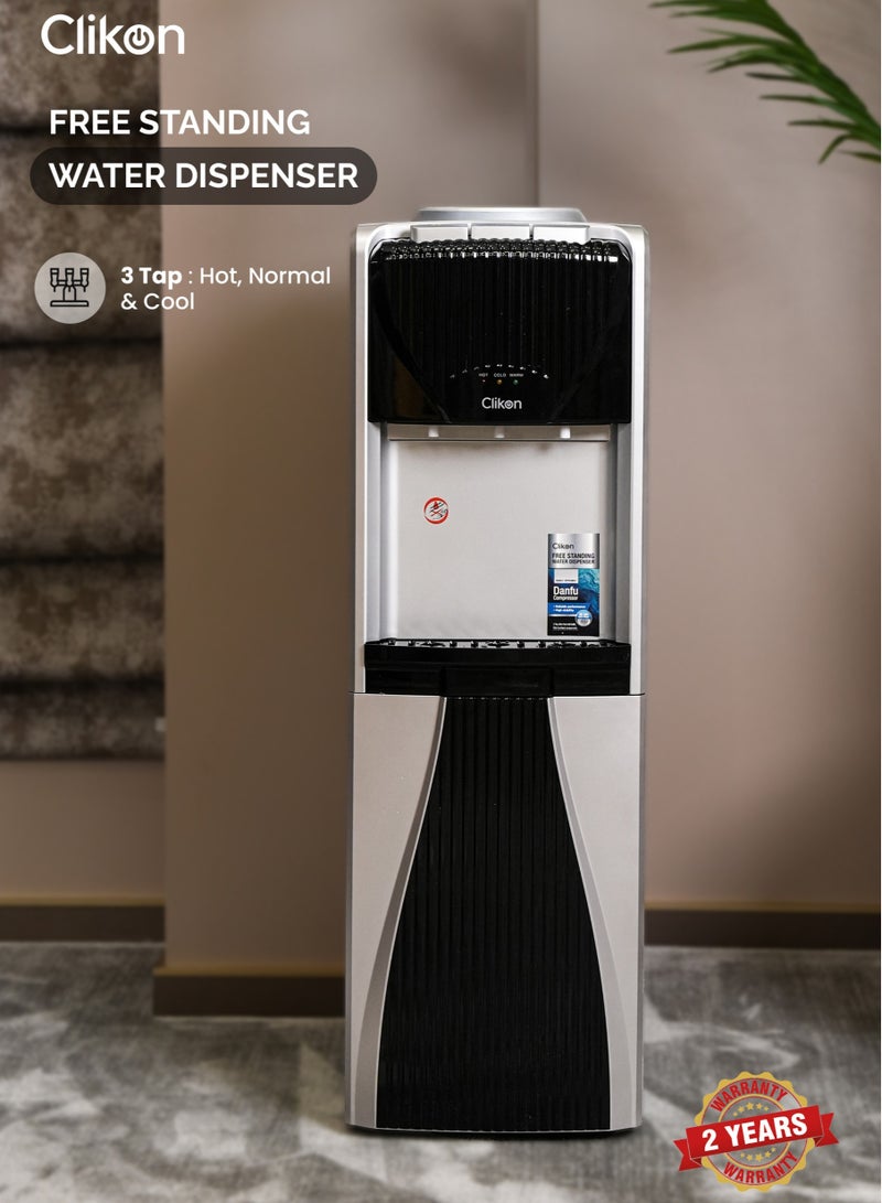 3-Tap Water Dispenser With High-Efficiency Danfu Compressor – Hot, Cold & Normal Water ,2 Years Warranty CK4059 Black/Silver