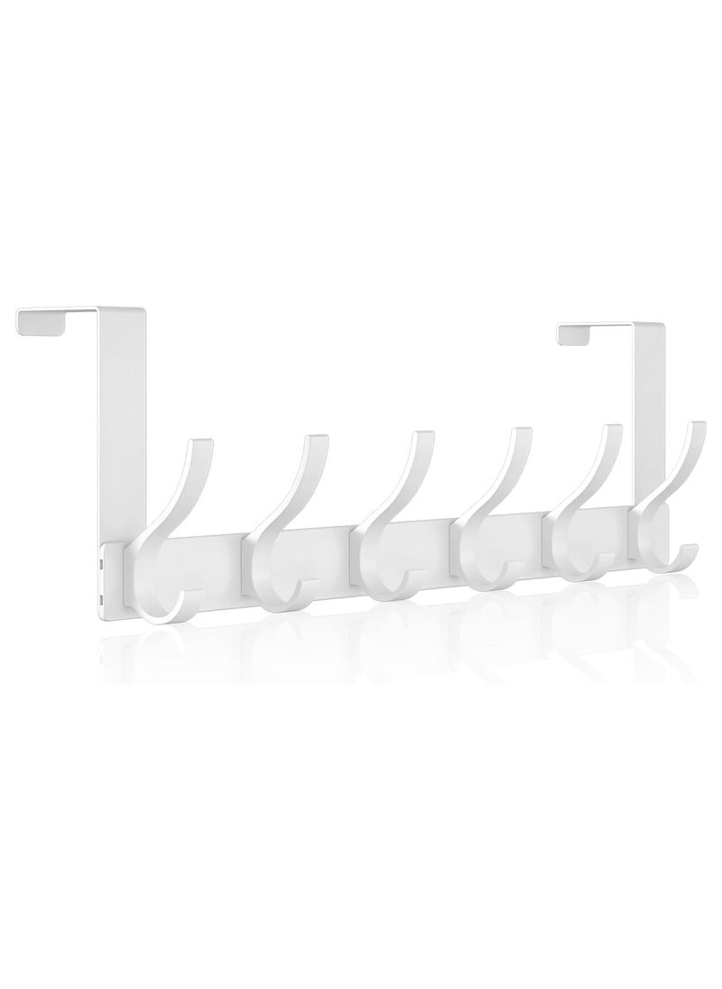 6 Hooks Over Door Coat Rack (White)