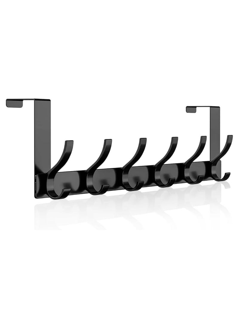 6 Hooks Over Door Coat Rack (Black)