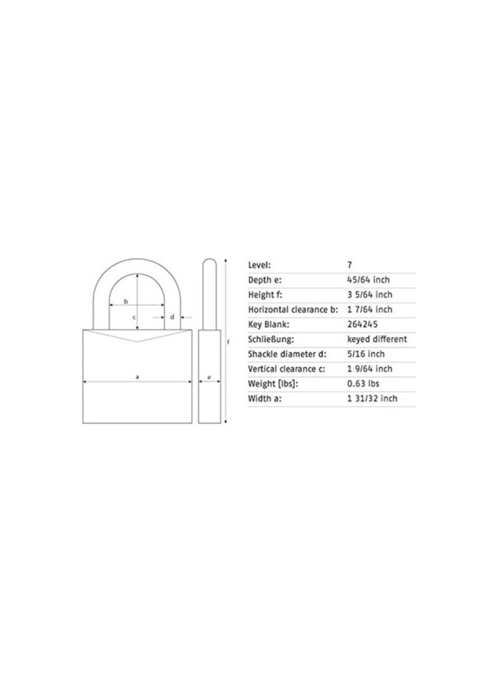 ABUS 75/50 KD Keyed Padlock,Different,5.1cm W G1415321