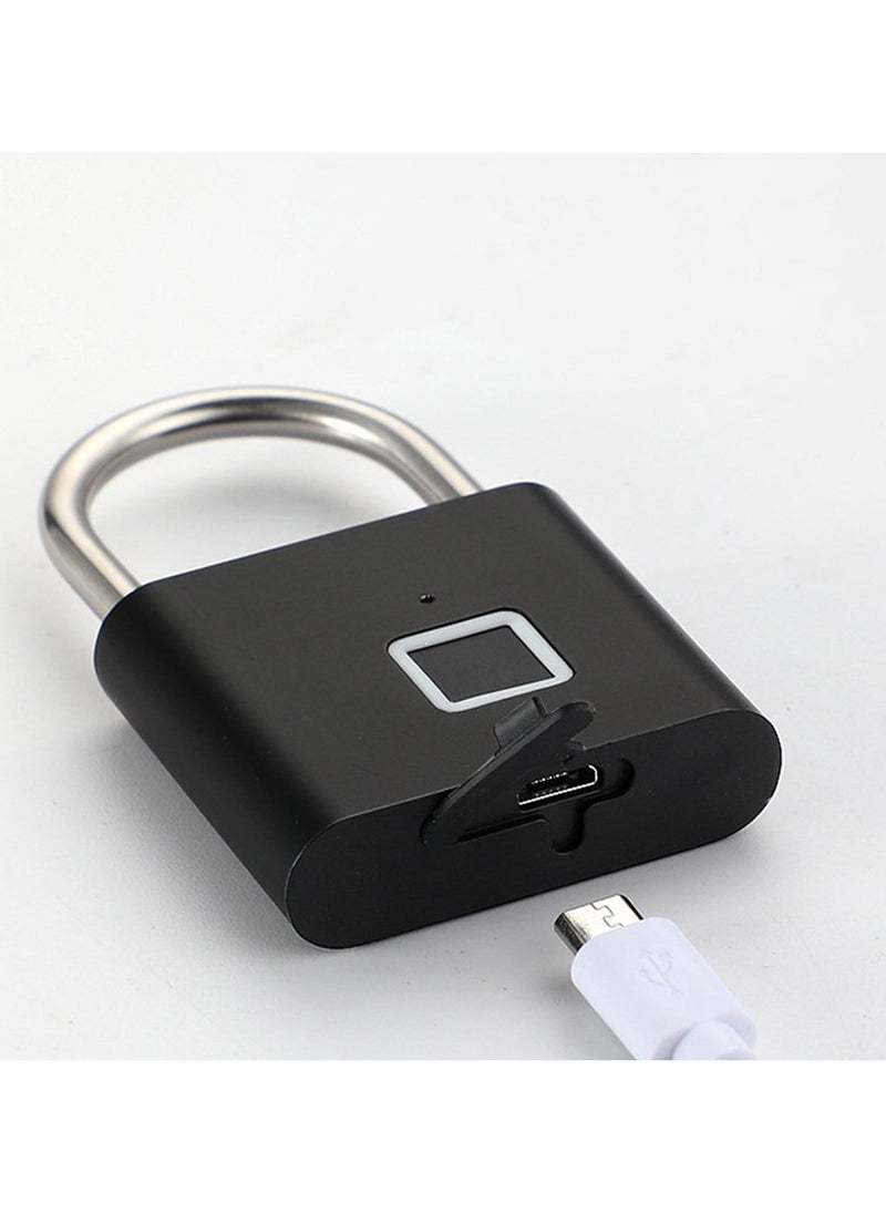 Smart Fingerprint Padlock Outdoor Waterproof and Rust-proof Electronic Head Anti-theft Code (black) Locker Security Storage Cabinet Multi-use