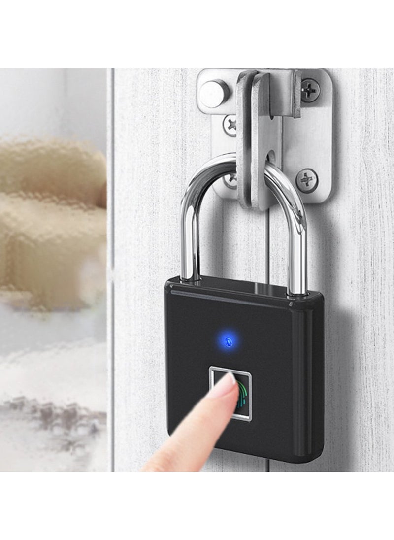 Smart Fingerprint Padlock Outdoor Waterproof and Rust-proof Electronic Head Anti-theft Code (black) Locker Security Storage Cabinet Multi-use