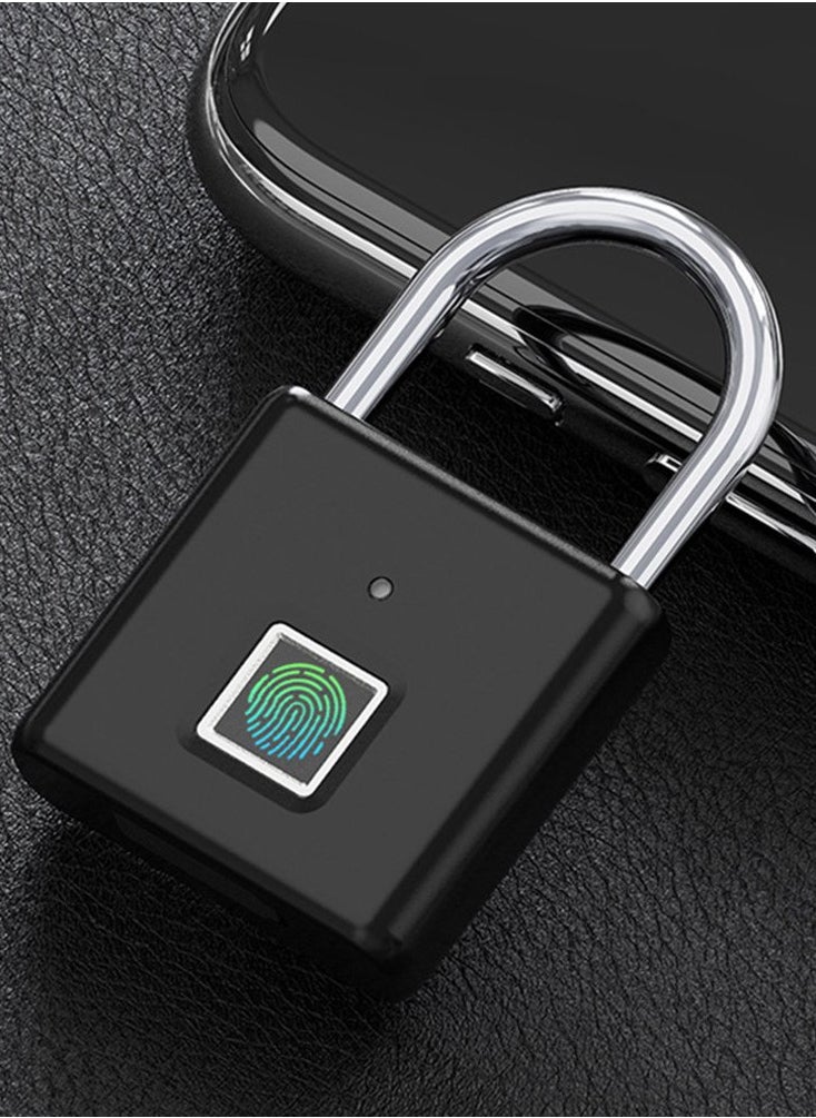 Smart Fingerprint Padlock Outdoor Waterproof and Rust-proof Electronic Head Anti-theft Code (black) Locker Security Storage Cabinet Multi-use