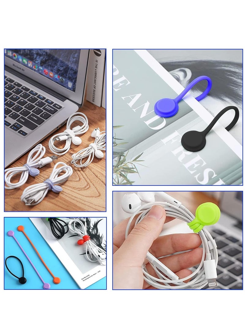 5 Pieces Magnetic Cable Ties Reusable Silicone Magnetic Cable Ties for Cable Clips Wire Harness and Organizing, Fixing Things, Bookmarks, Fridge Magnets