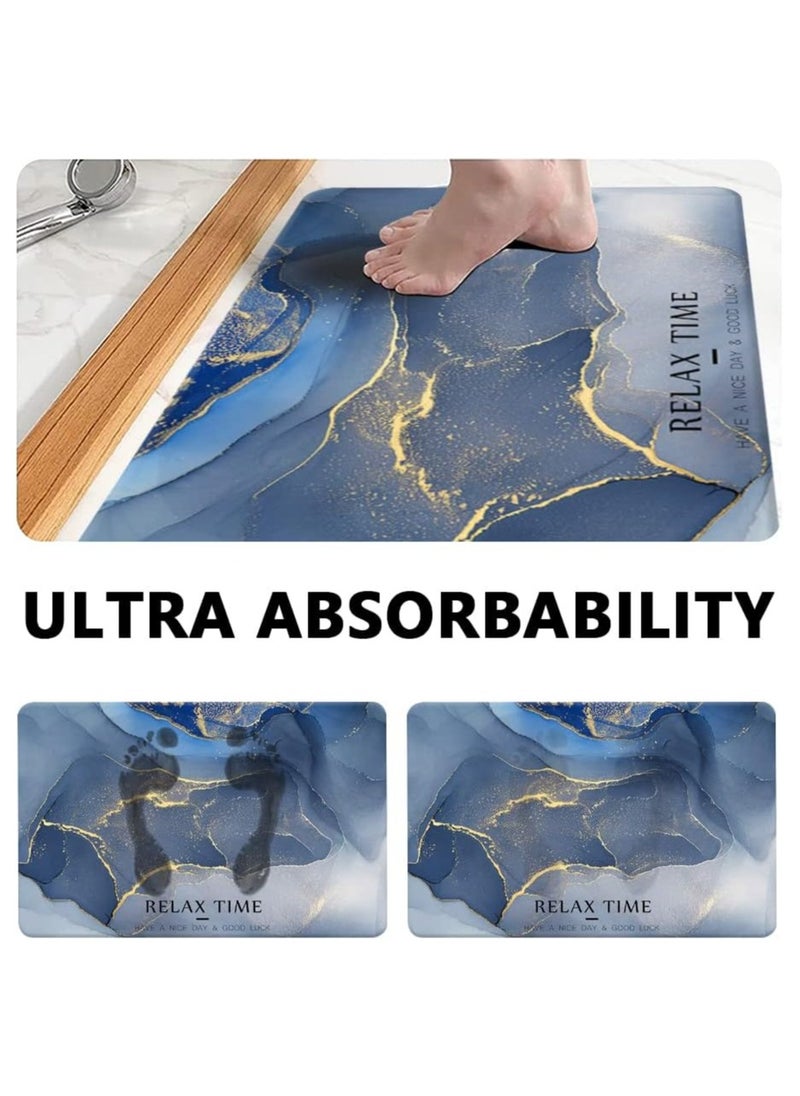 Bath Mat with Highly Absorbent, Non-slip Floor Mat with Non-slip Texture of the Bottom, Comfortable Cushioned Floor Mat with Cotton-like Fabric (sapphire)