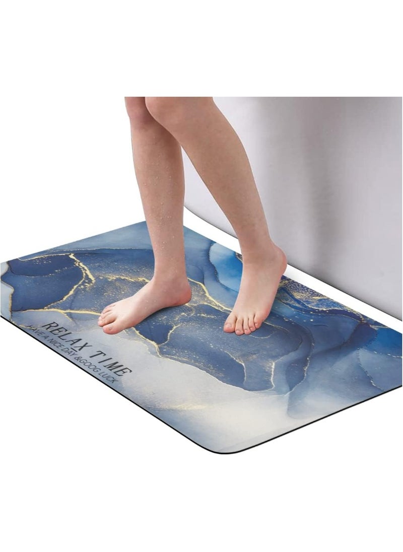 Bath Mat with Highly Absorbent, Non-slip Floor Mat with Non-slip Texture of the Bottom, Comfortable Cushioned Floor Mat with Cotton-like Fabric (sapphire)