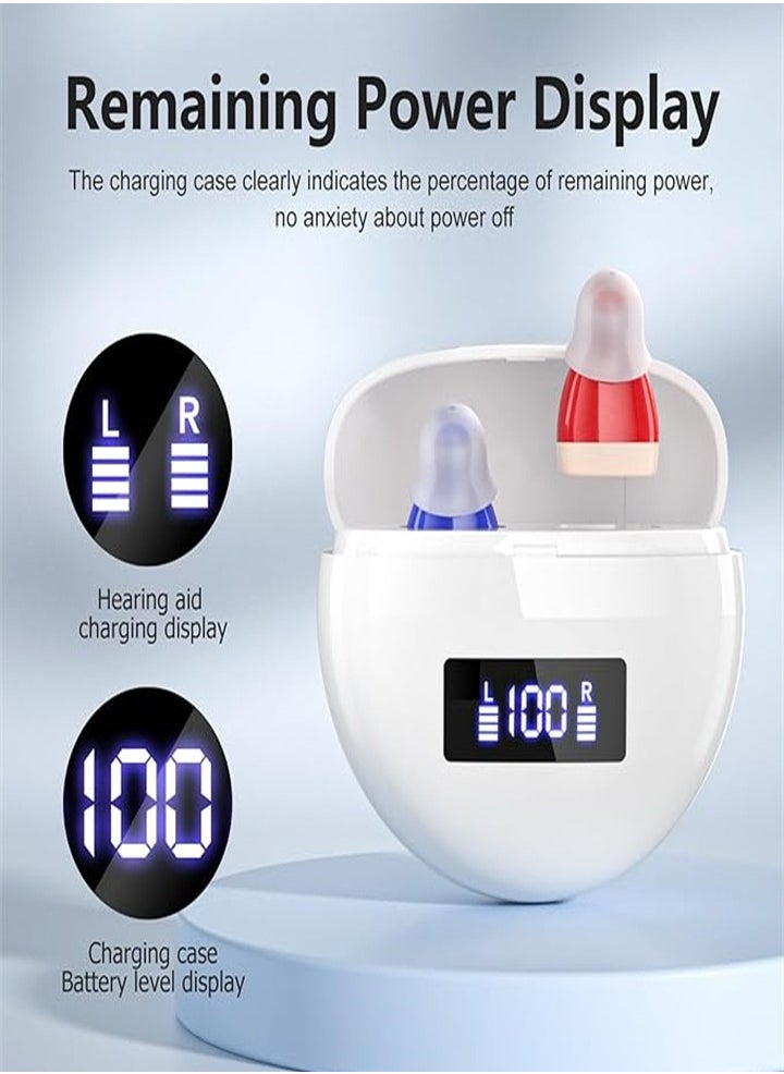 Hearing aids, invisible magnetic hearing aids, contact charging case with LED power display (white, red, blue)