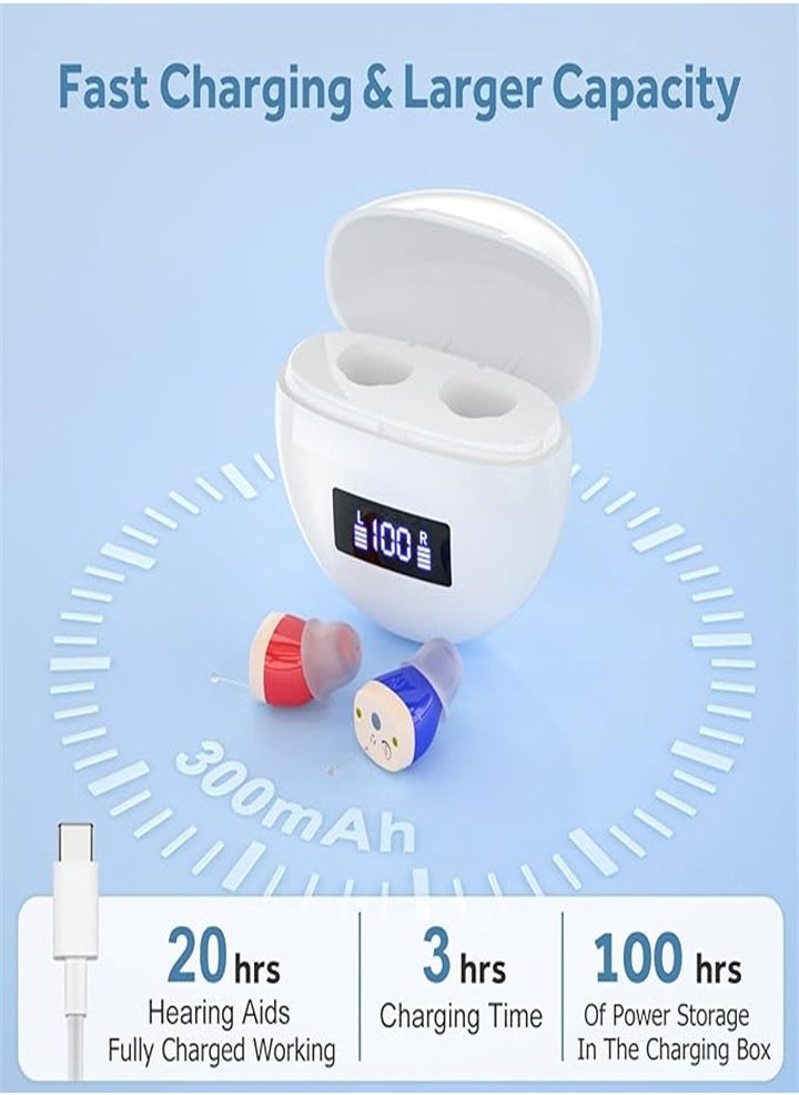 Hearing aids, invisible magnetic hearing aids, contact charging case with LED power display (white, red, blue)