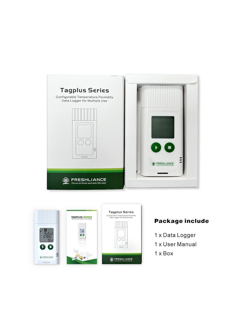 USB Temperature Humidity Data Logger, Reuseable Temperature Humidity Recorder with PDF or CSV Report, Digital Refrigerator Thermometer Hygrometer for 35000 Points High Accuracy, TagPlus-TH