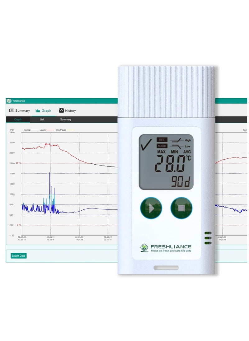 USB Temperature Humidity Data Logger, Reuseable Temperature Humidity Recorder with PDF or CSV Report, Digital Refrigerator Thermometer Hygrometer for 35000 Points High Accuracy, TagPlus-TH