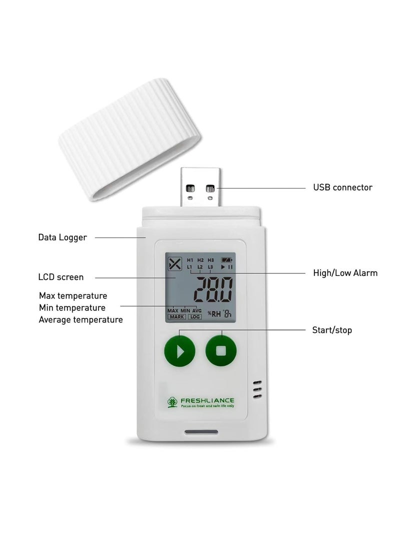 USB Temperature Humidity Data Logger, Reuseable Temperature Humidity Recorder with PDF or CSV Report, Digital Refrigerator Thermometer Hygrometer for 35000 Points High Accuracy, TagPlus-TH