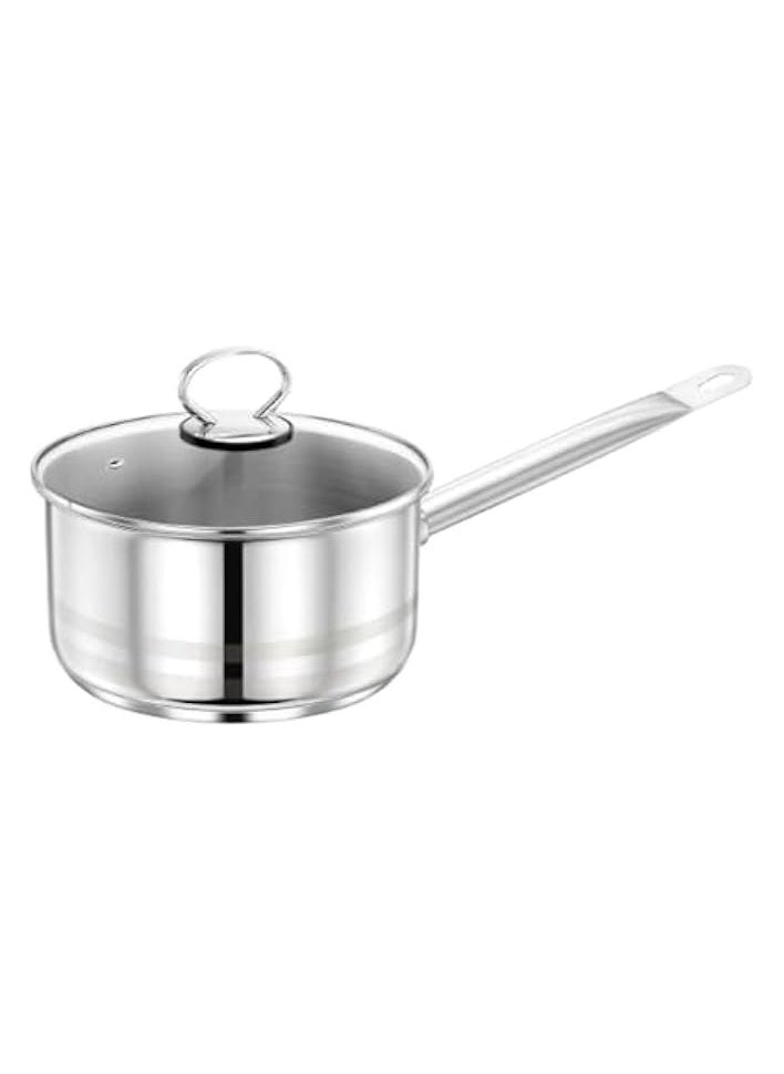 Stainless Steel Sauce Pan With Glass Lid Silver 14cm PR81137