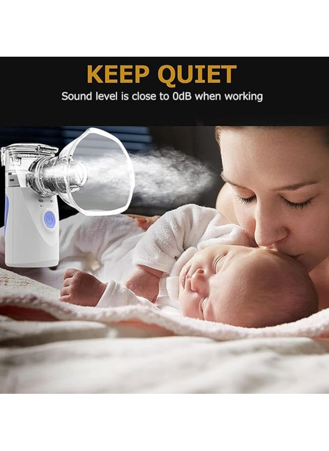 Handheld Mesh Nebulizer Automatic Inhalators for Adults and Children Mini Ultrasonic Humidifier for Home and Travel Use Mesh Inhalators with Masks and Mouthpieces