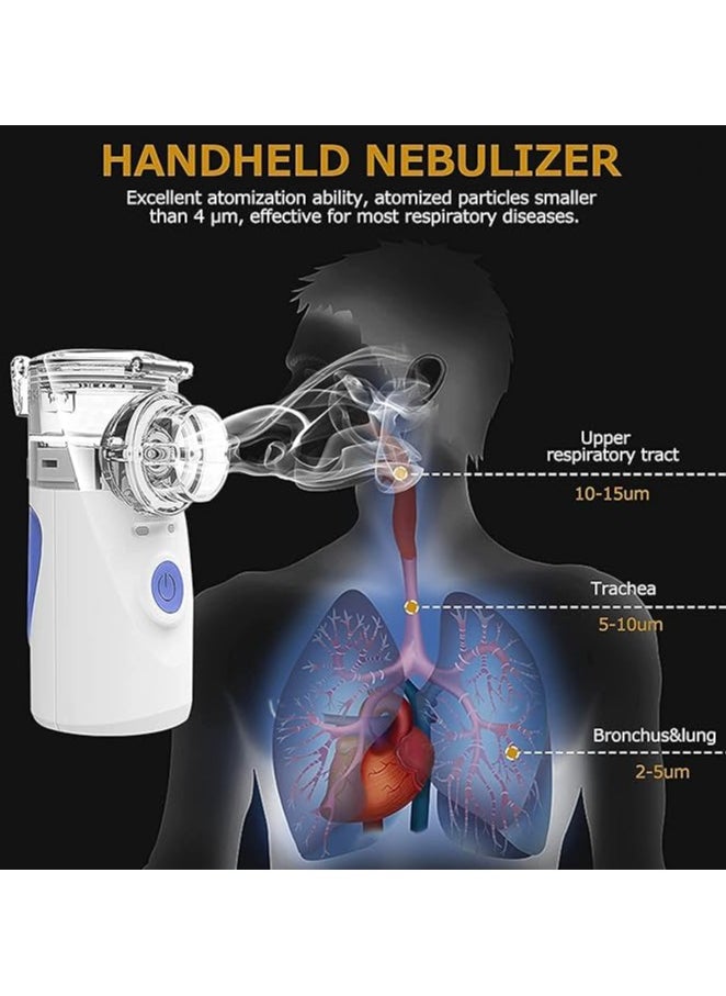 Handheld Mesh Nebulizer Automatic Inhalators for Adults and Children Mini Ultrasonic Humidifier for Home and Travel Use Mesh Inhalators with Masks and Mouthpieces