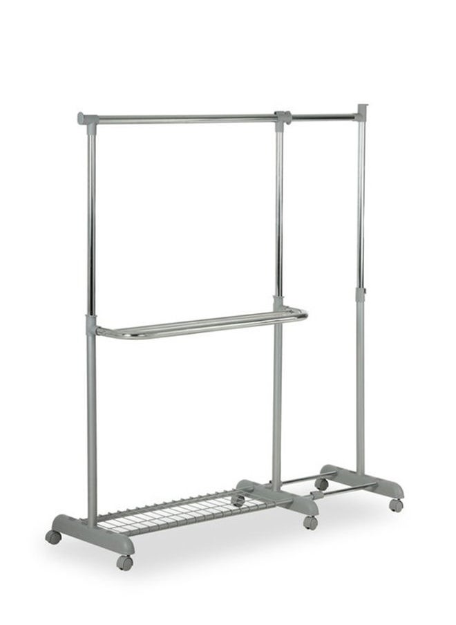 Clothes Rail With Wire Shelf Grey 165x44x165cm