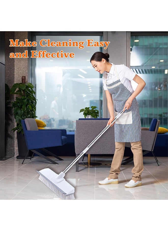 Cleaning Brush with Long Handle, 2 in 1 Floor Scrub Brush Stiff Bristle Brush Scrubber with Squeegee, Shower Scrubber Kit with 108cm Extendable Handle for Bathroom, Kitchen, Deck, Tub and Tile