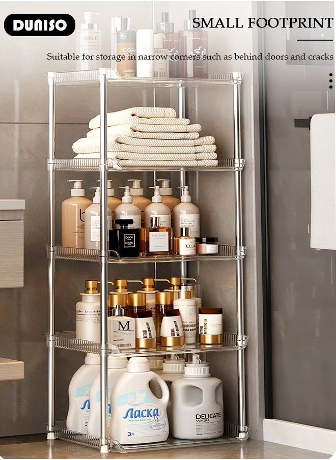 5-Layer Shower Caddy Corner Shelves, Bathroom Storage Shelves for Space Saving, Multifunctional Shower Caddy Organizer Shelf, Freestanding Shelving Unit, Open Storage Rack for Bathroom, Kitchen, Laundry