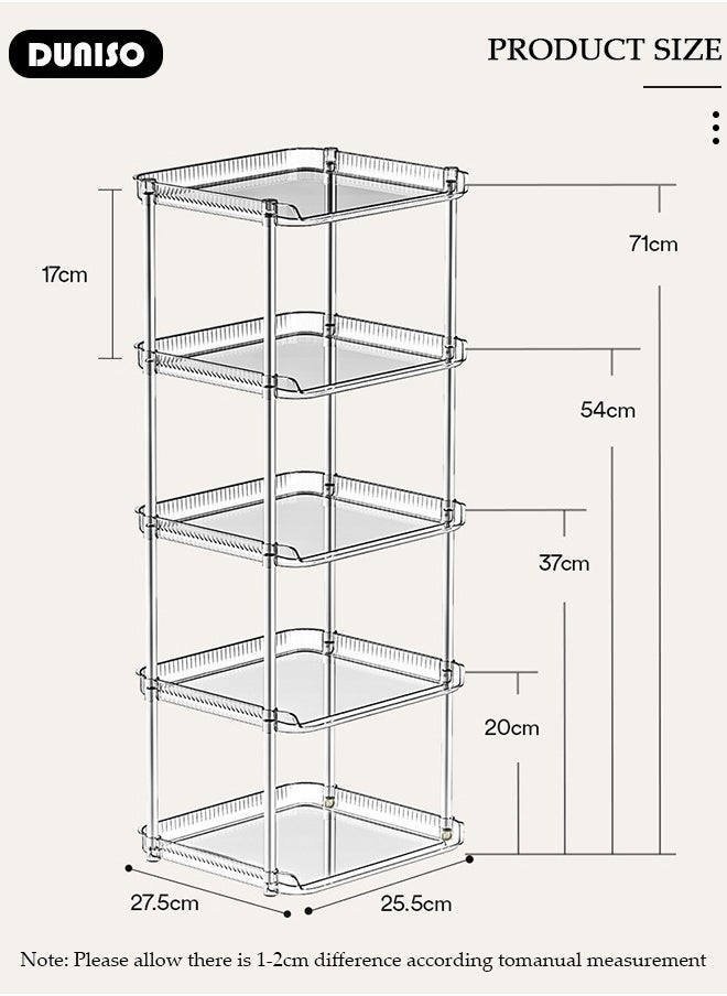 5-Layer Shower Caddy Corner Shelves, Bathroom Storage Shelves for Space Saving, Multifunctional Shower Caddy Organizer Shelf, Freestanding Shelving Unit, Open Storage Rack for Bathroom, Kitchen, Laundry