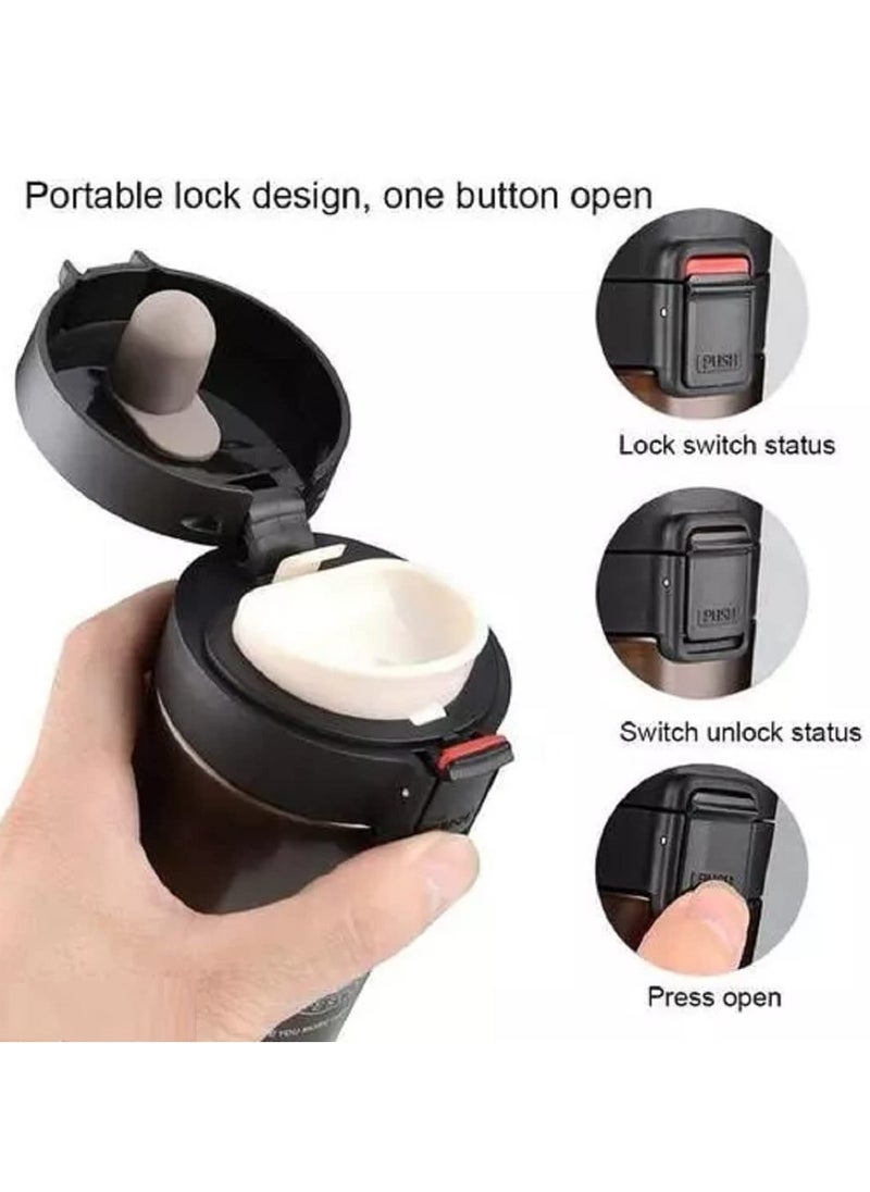 Insulated Travel Coffee Mug with Lid, Coffee Mug Double Wall Stainless Steel Tumbler Vacuum Flask Bottle Thermo Tea Mug