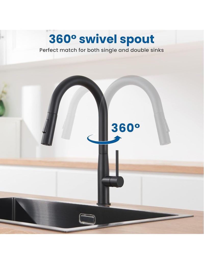 Kitchen Tap Black High Pressure Kitchen Tap with Extendible Shower Black Stainless Steel Mixer Tap Kitchen with High Spout