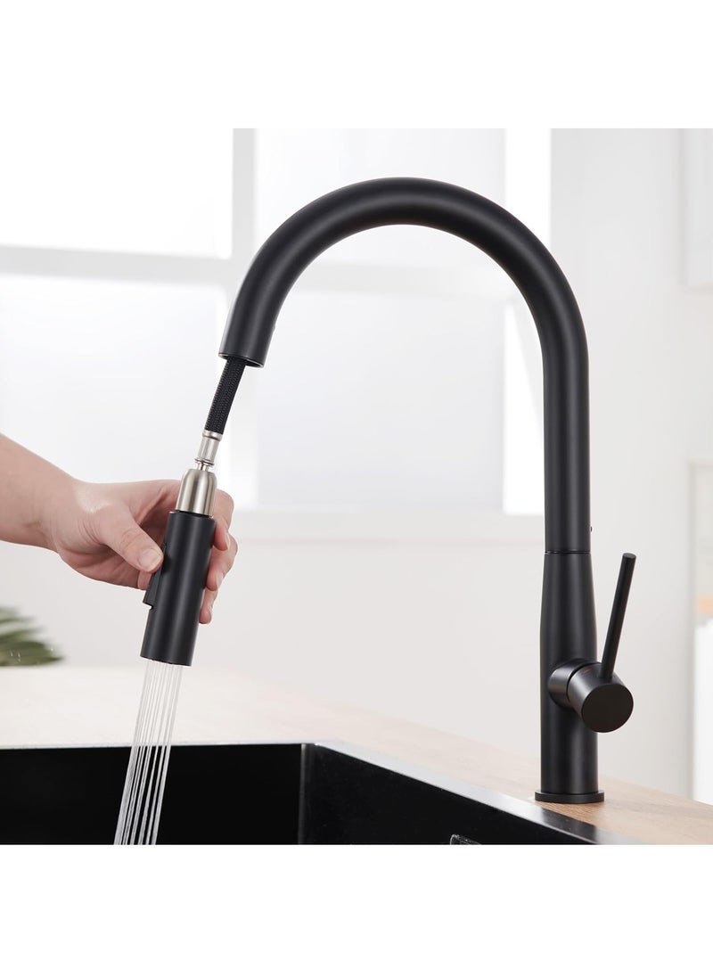 Kitchen Tap Black High Pressure Kitchen Tap with Extendible Shower Black Stainless Steel Mixer Tap Kitchen with High Spout