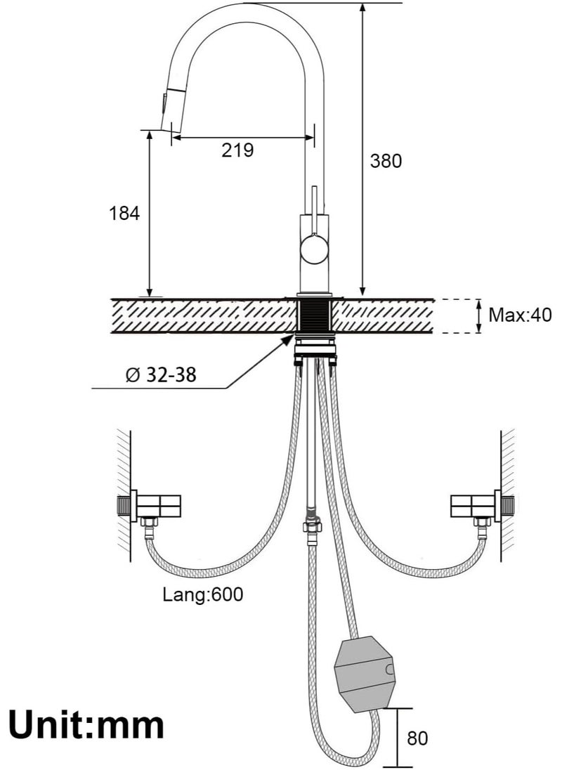 Kitchen Tap Black High Pressure Kitchen Tap with Extendible Shower Black Stainless Steel Mixer Tap Kitchen with High Spout