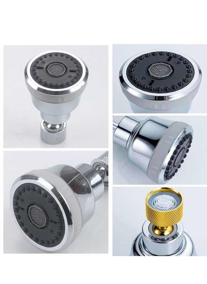 Faucet Aerator Faucet Sprayer Attachment, Kitchen Faucet Head Replacement with 4 Spray Modes, 360° Swivel Faucet Extender Anti-Splash Sink Sprayer Faucet Nozzle Head (Diamond, Silver)
