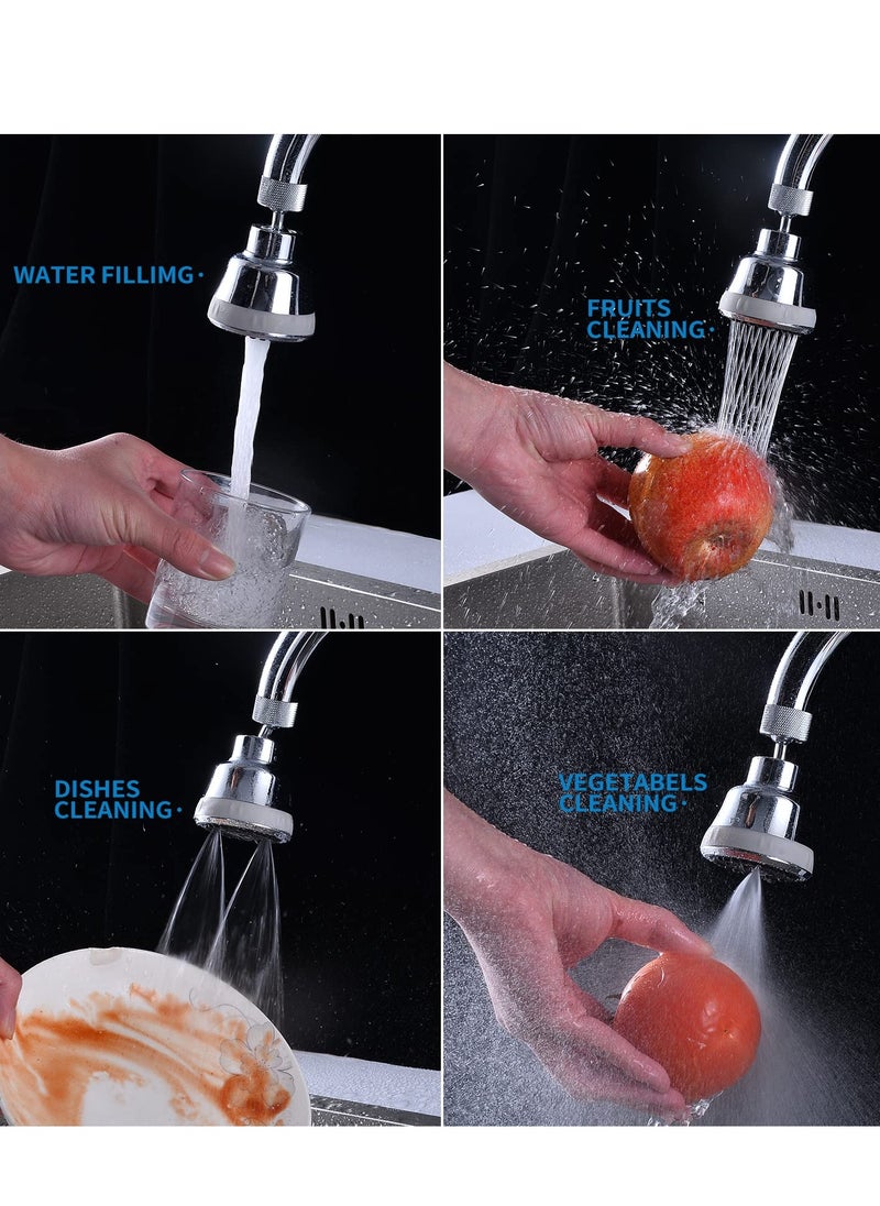 Faucet Aerator Faucet Sprayer Attachment, Kitchen Faucet Head Replacement with 4 Spray Modes, 360° Swivel Faucet Extender Anti-Splash Sink Sprayer Faucet Nozzle Head (Diamond, Silver)