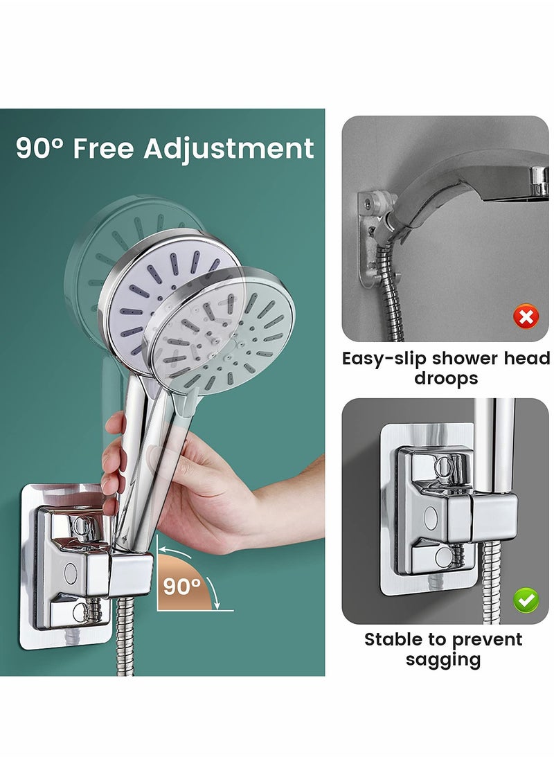 Shower Head Holders, Universal Shower Head Plastic Handheld Showerhead Bracket Adjustable Bracket Wall Mount for Bathroom with Adhesive Stick