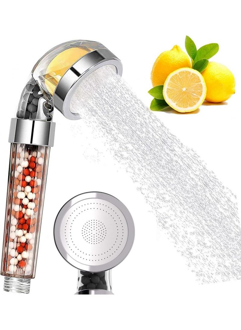 Vitamin C Filter Shower Head With 3 Random Replacement Balms Handheld High Pressure Remove Chlorine For Hard Water Softener Citrus Smell Dry Skin And Hair Loss