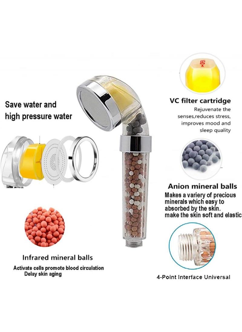 Shower Head Filter Vitamin C Shower Infuser Hard Water Softener Chlorine And Fluoride Shower Filter Water Purifying Filtered Shower Head With Beads Helps Dry Skin And Hair Loss With 3 Random Replacement Balms