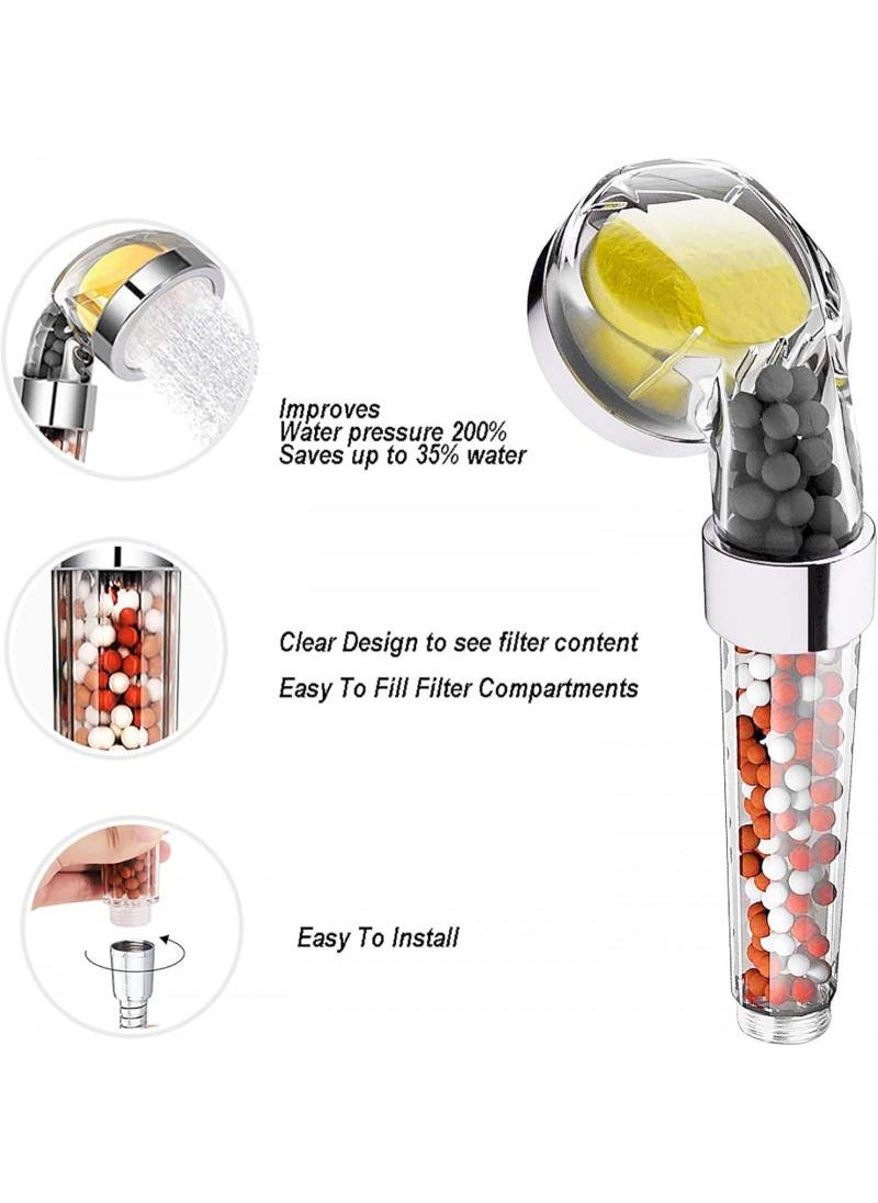 Shower Head Filter Vitamin C Shower Infuser Hard Water Softener Chlorine And Fluoride Shower Filter Water Purifying Filtered Shower Head With Beads Helps Dry Skin And Hair Loss With 3 Random Replacement Balms