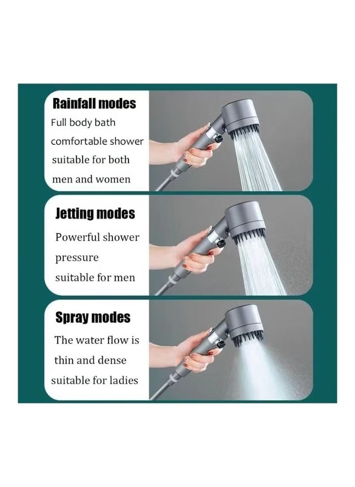 Handheld Filtered Massage Shower Head with Bracket, Enjoy High Pressure, Impurity Removal, Hair Fall Prevention, and 3 Soothing Spray Modes.