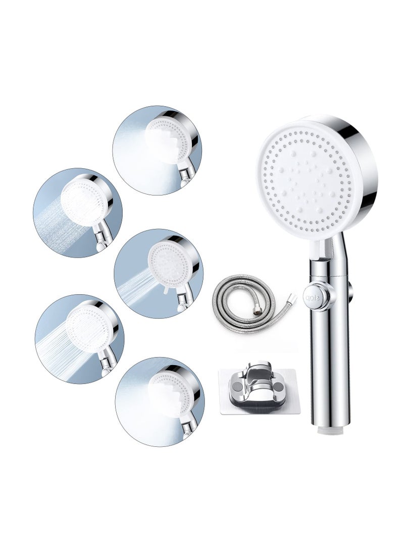 High Pressure Handheld Shower Head with 5 Spray Modes and ON/OFF Switch for a Spa-Like Shower Experience