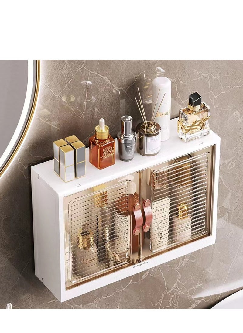 1-Piece Bathroom Storage Cabinet Wall-Mounted Organizer Storage With Hook PP White 45x13x32 Centimeter