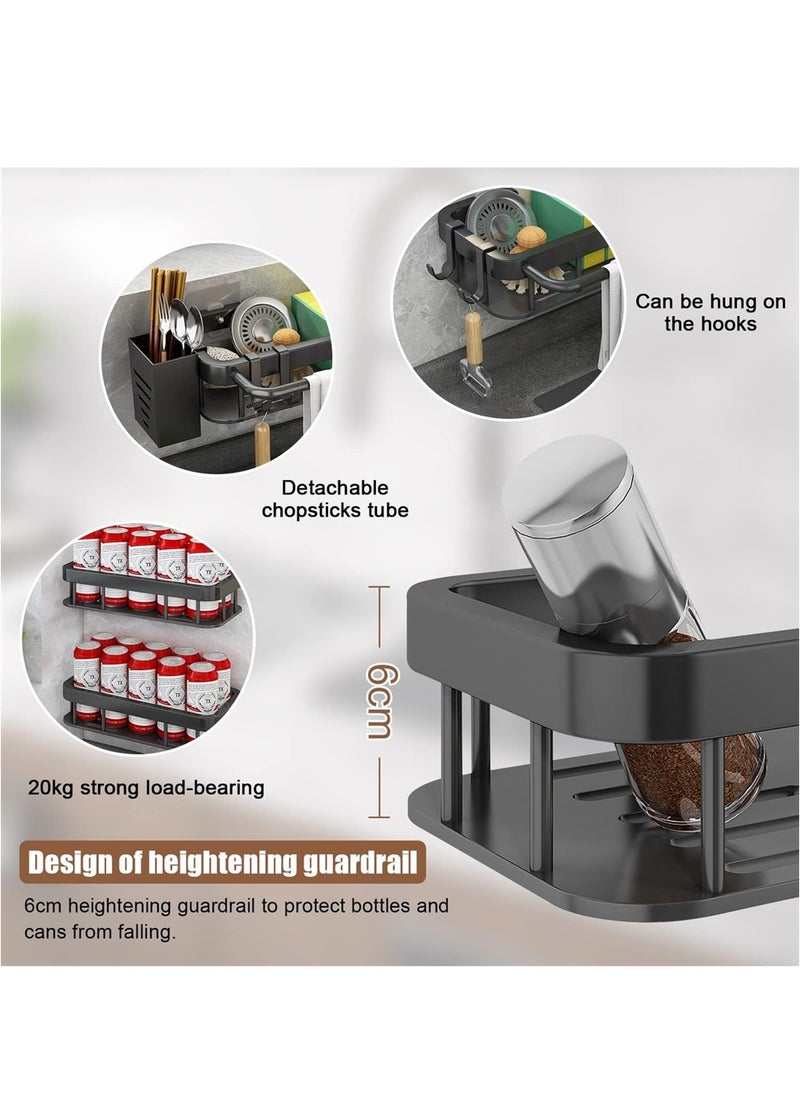 Stainless Steel Kitchen Sink Organizer with Removable Caddy and Sponge Holder for Efficient Washing Up and Storage