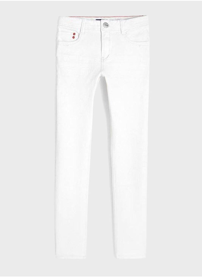 Okaidi Slim Fit Pants In Bi-Stretch Canvas