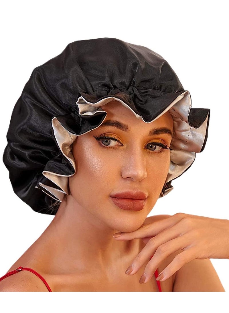 Silk Satin Sleep Bonnet for Women | Natural Hair Satin Bonnet | XL Double Layer Hair Cap | Reversible Soft Night Cap for Haircare