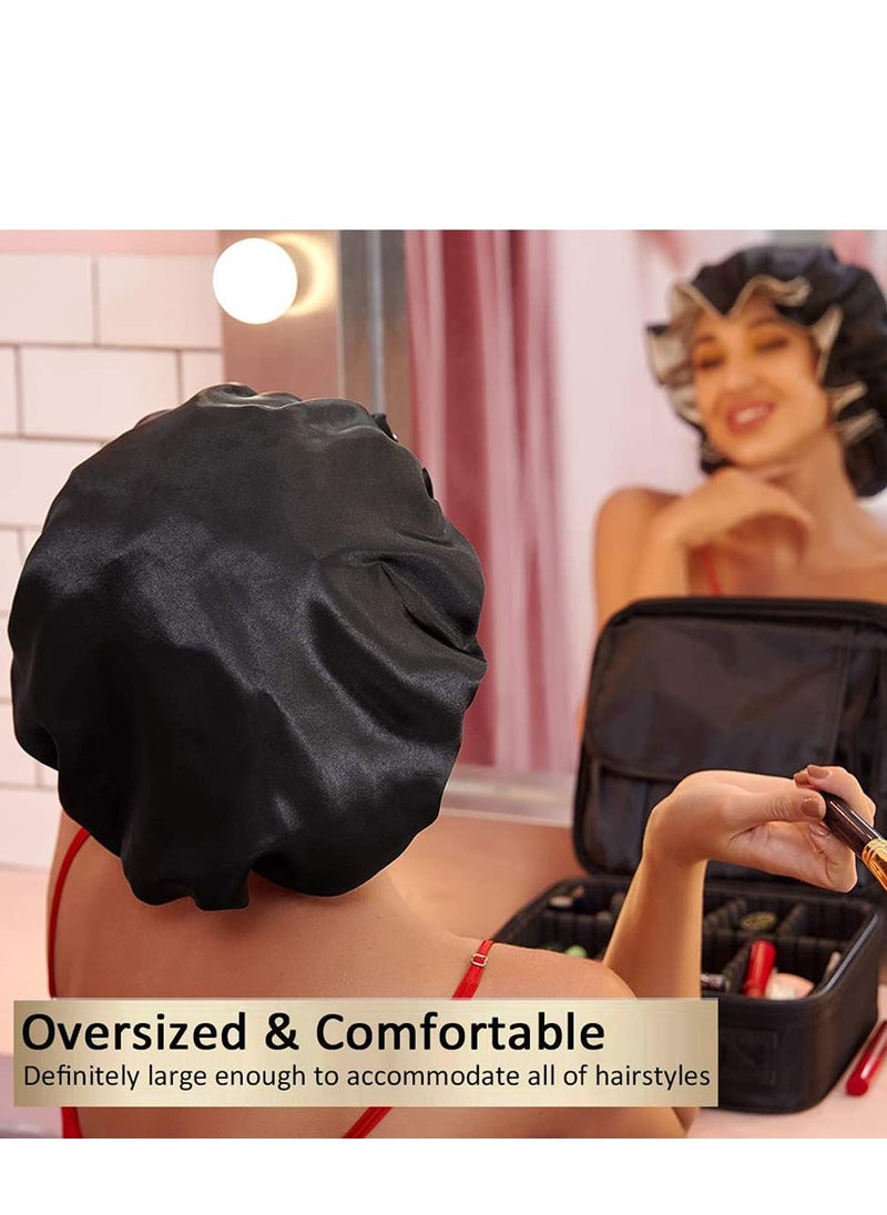 Silk Satin Sleep Bonnet for Women | Natural Hair Satin Bonnet | XL Double Layer Hair Cap | Reversible Soft Night Cap for Haircare