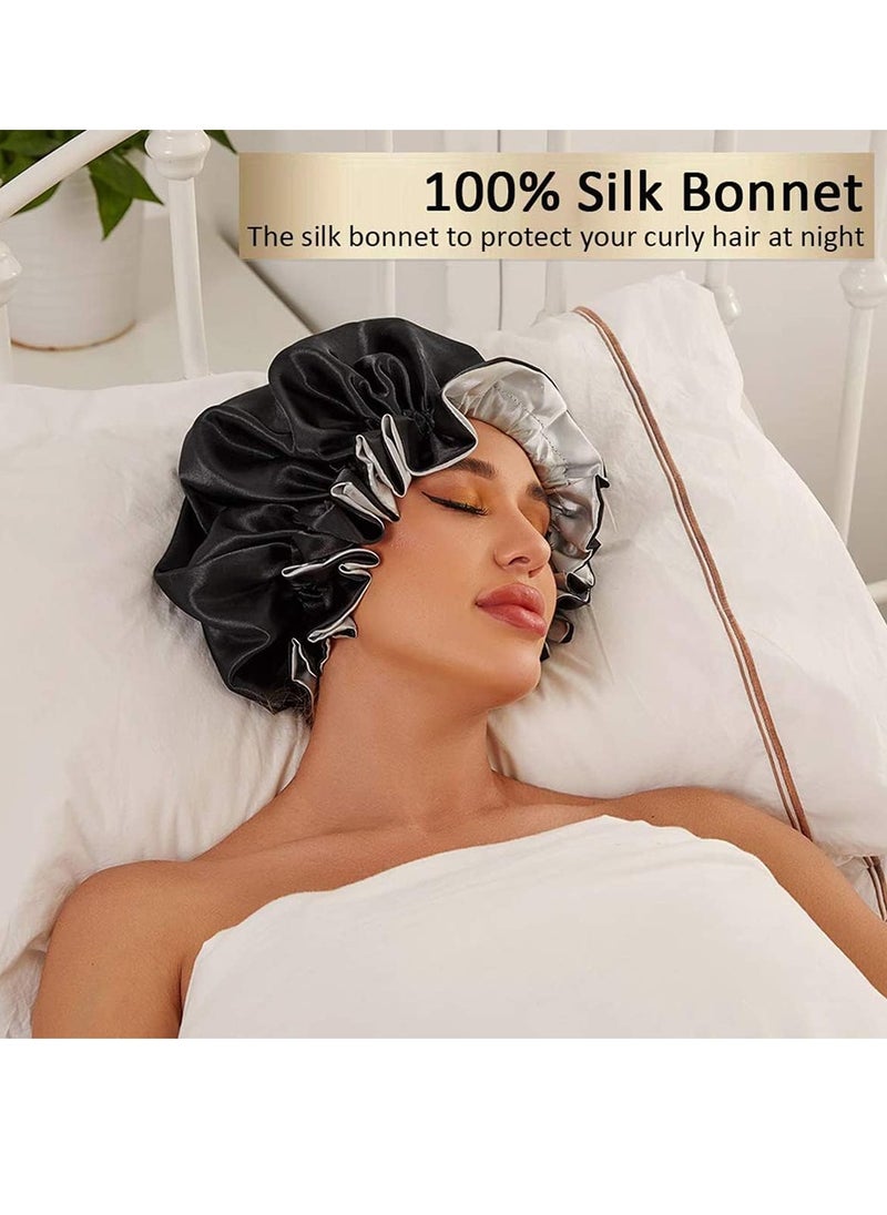 Silk Satin Sleep Bonnet for Women | Natural Hair Satin Bonnet | XL Double Layer Hair Cap | Reversible Soft Night Cap for Haircare