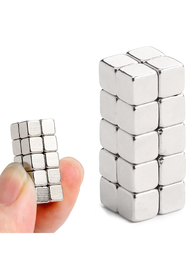 Square Cube Magnets, 40Pcs Fridge Magnets, 5 x 5 x 5mm Strong Magnet, Square Magnets Mini Small Magnets for Office, Office, Map, Photo (Square)