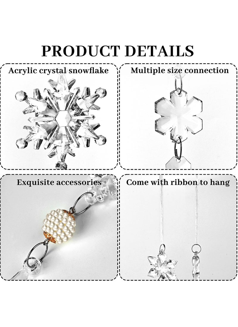 Ornaments Crystal Tree Decorations, 20Pcs Acrylic Clear Hanging Crystal, Hanging Acrylic Snowflake and Icicle Ornaments for Centerpieces for Xmas Wedding Party Home Decor