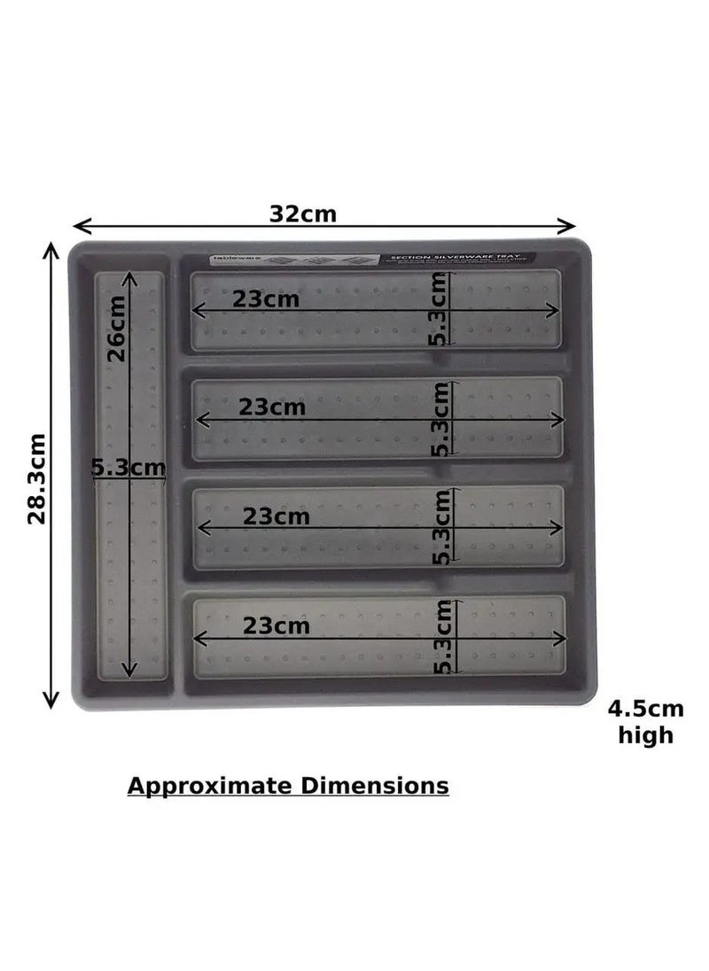 Cutlery Divider u0026 Multi-purpose Draw Organiser Plastic, Cutlery Tray, Utensil Drawer, Drawer Storage, Draw Utensil Rack Off White (5 Compartments)