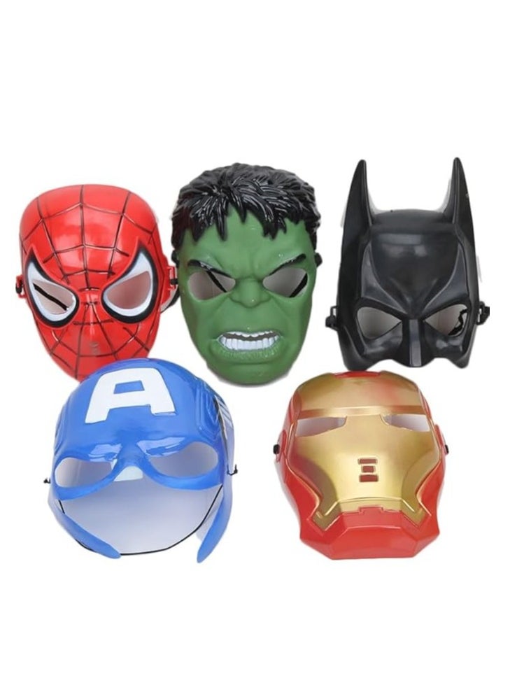 Super Hero Set of 5 Superhero Cartoon Plastic Mask for Kids Roleplay - Superhero Birthday Party Props Return Gift (Superhero-Face-Mask) (Super-Hero-Mask-5pcs)