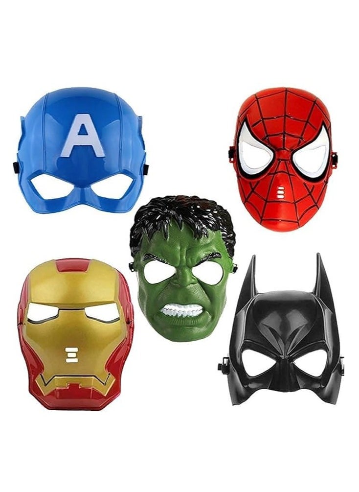 Super Hero Set of 5 Superhero Cartoon Plastic Mask for Kids Roleplay - Superhero Birthday Party Props Return Gift (Superhero-Face-Mask) (Super-Hero-Mask-5pcs)